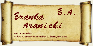 Branka Aranicki vizit kartica